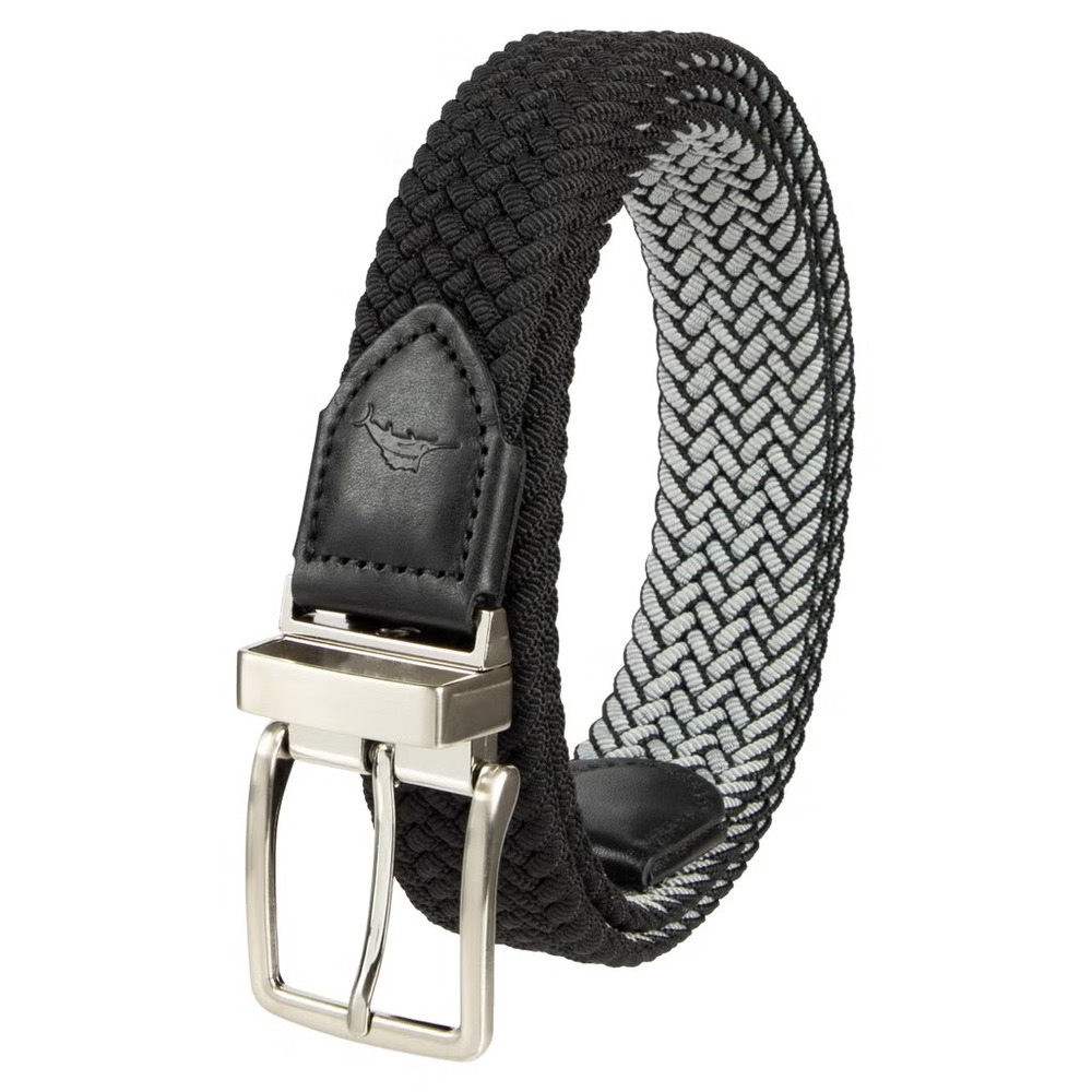 Tommy Bahama Men's Stretch Braided Reversible Belt, Black / White, Size: S / M